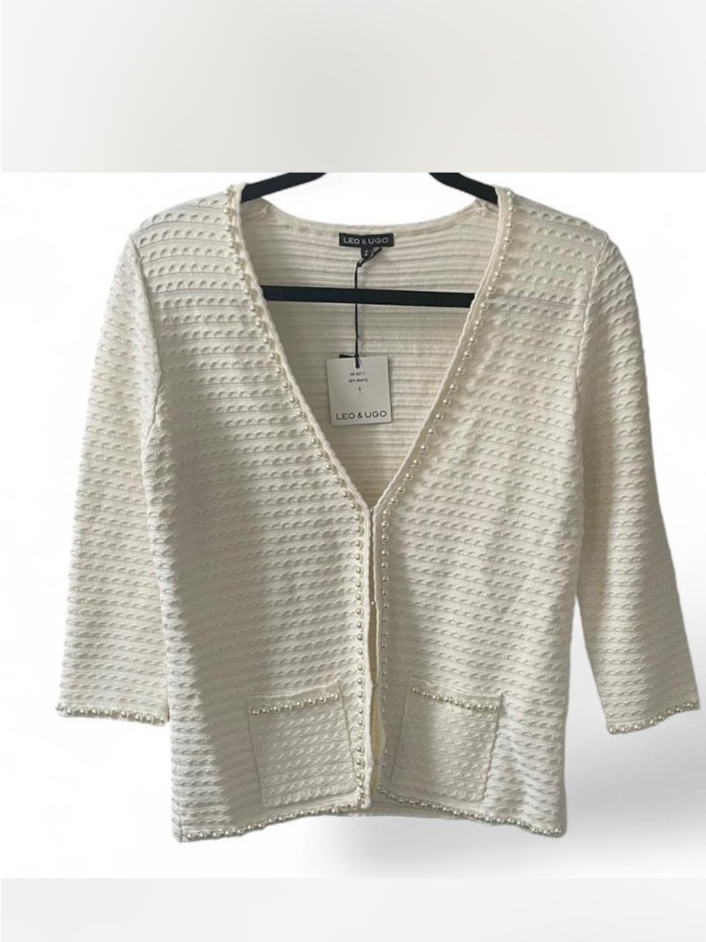 NWT Pearl-Trim Cream Women's Jacket